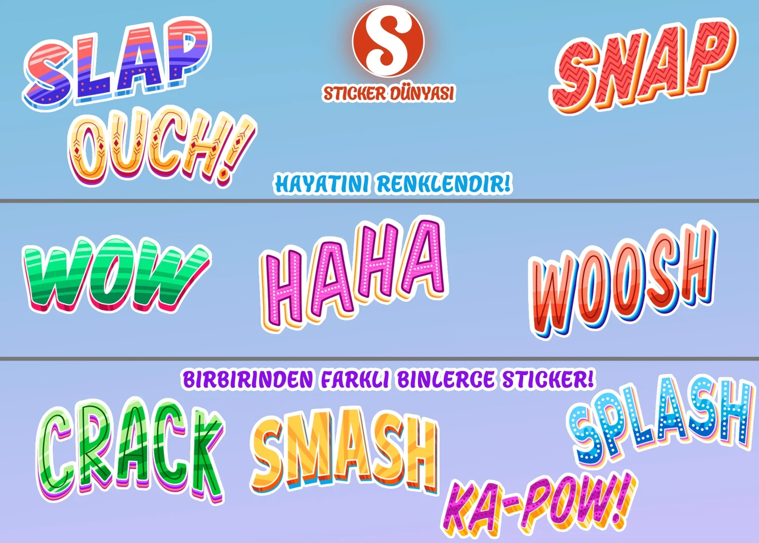 İngilizce Tepki Temalı Yazı Sticker Koleksiyonu (Tepki2) görsel 4
